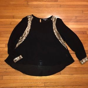 Black and gold sequin swing blouse